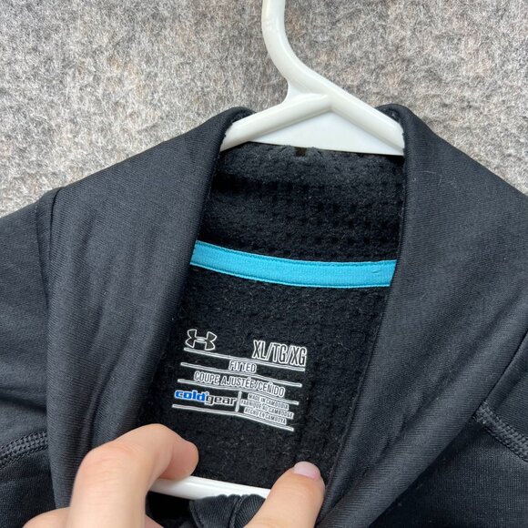 Under Armour Sweatshirt Womens XL Black Quarter Zip Fitted Coldgear Base 2.0 - Picture 11 of 11